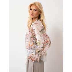 Bluzka z pastelowym nadrukiem i wiązanymi rękawami