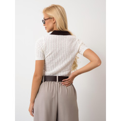 Ażurowa bluzka polo z krótkim rękawem