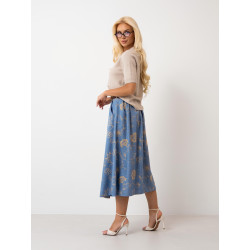 Spódnica midi z haftem kwiatowym i paskiem