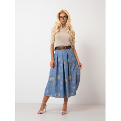 Spódnica midi z haftem kwiatowym i paskiem