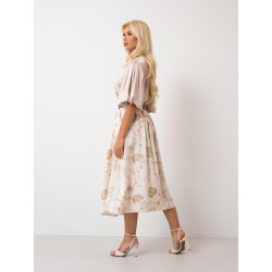 Spódnica midi z haftem kwiatowym i paskiem