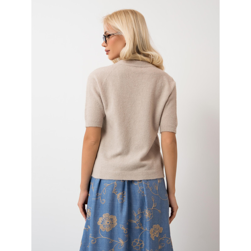 Dzianinowy sweter basic z krótkim rękawem