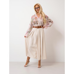 ROZKLOSZOWANA SPÓDNICA Z ZASZEWKAMI I PASKIEM