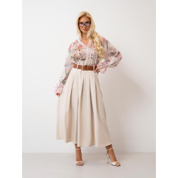 ROZKLOSZOWANA SPÓDNICA Z ZASZEWKAMI I PASKIEM