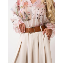 ROZKLOSZOWANA SPÓDNICA Z ZASZEWKAMI I PASKIEM