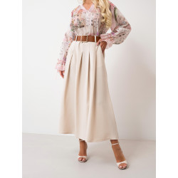 ROZKLOSZOWANA SPÓDNICA Z ZASZEWKAMI I PASKIEM