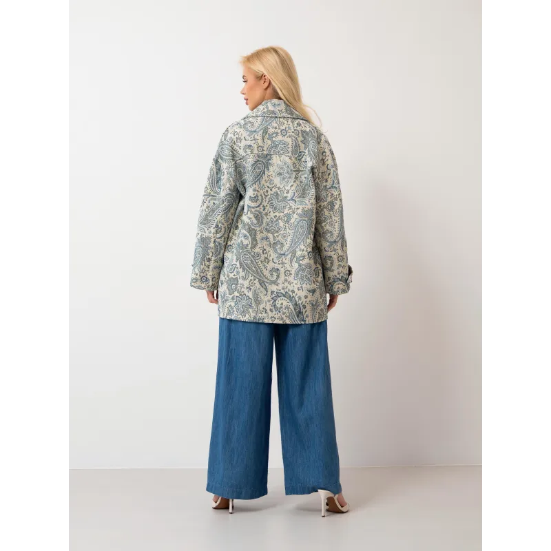 Oversize'owy płaszcz we wzór paisley