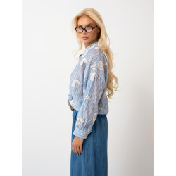 Oversize’owa koszula w paski z haftem paisley