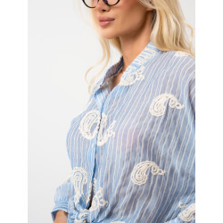 Oversize’owa koszula w paski z haftem paisley