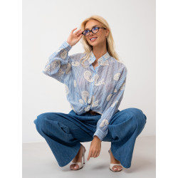 Oversize’owa koszula w paski z haftem paisley