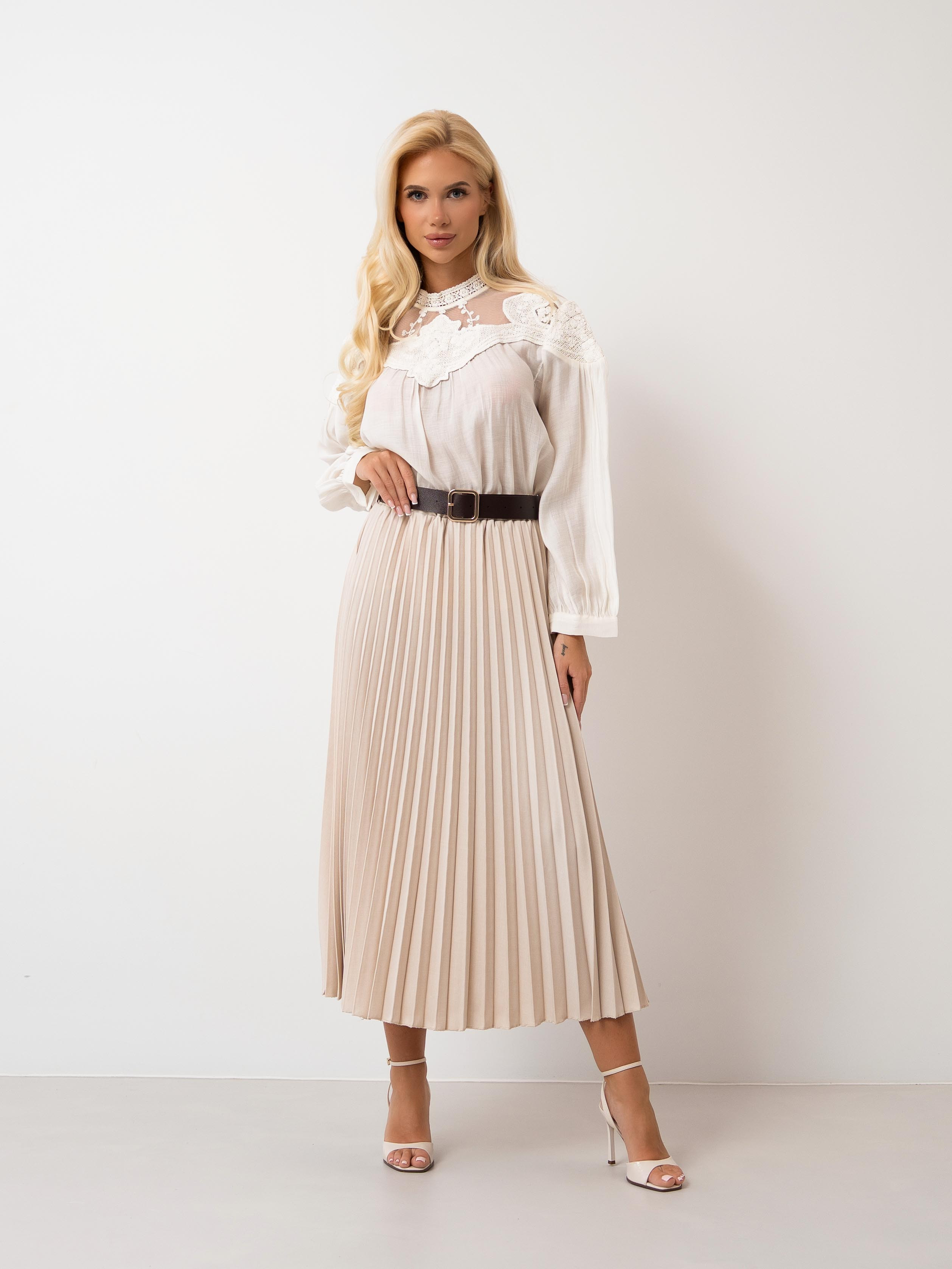 PLISOWANA SPÓDNICA MIDI Z PASKIEM