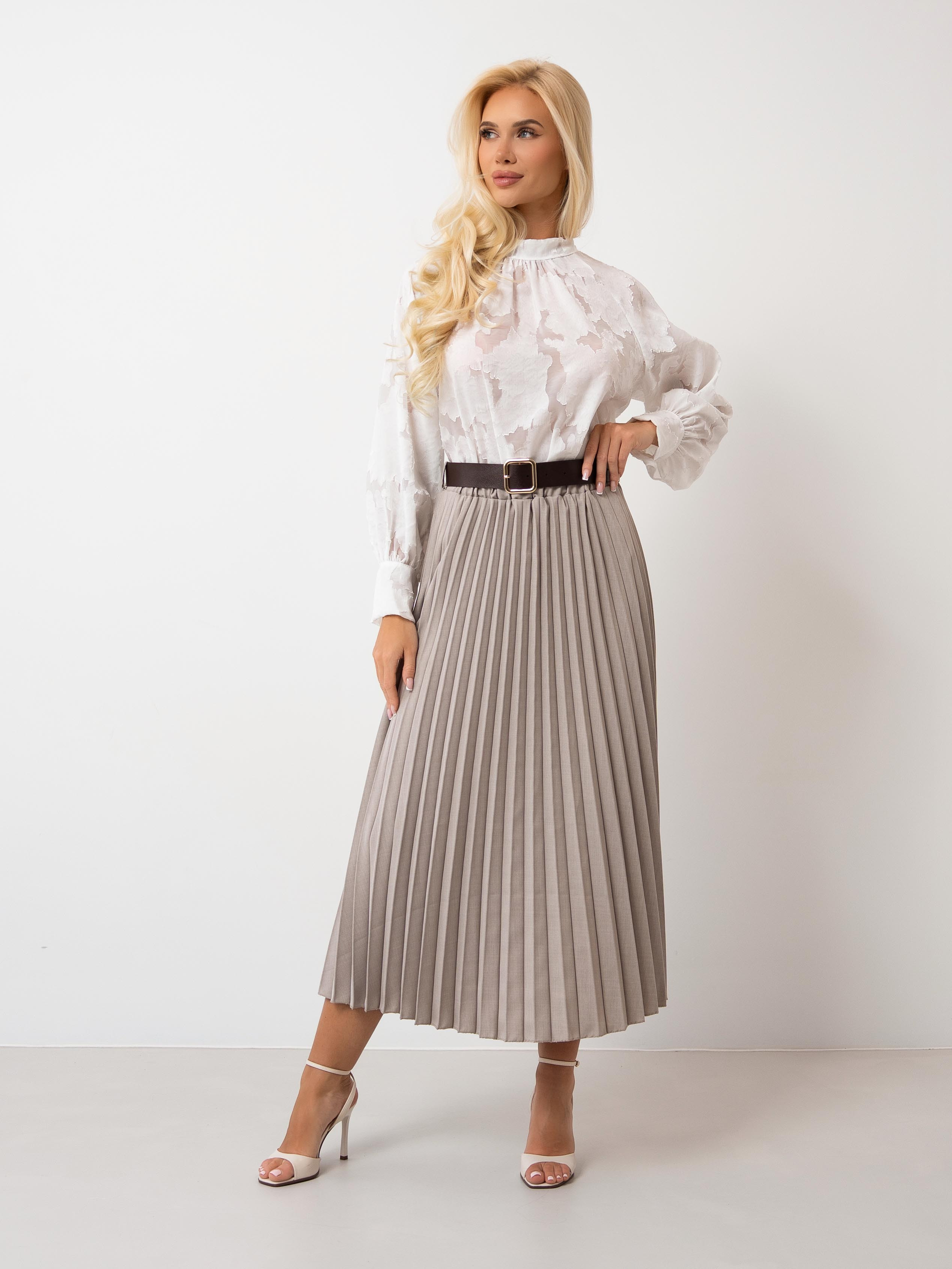 PLISOWANA SPÓDNICA MIDI Z PASKIEM