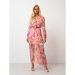 Zwiewna sukienka maxi w kwiaty z plisowanym dołem