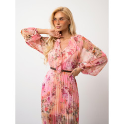 Zwiewna sukienka maxi w kwiaty z plisowanym dołem