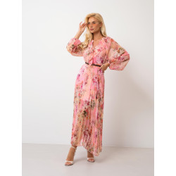 Zwiewna sukienka maxi w kwiaty z plisowanym dołem