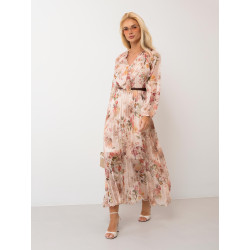 Zwiewna sukienka maxi w kwiaty z plisowanym dołem