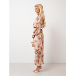 Zwiewna sukienka maxi w kwiaty z plisowanym dołem