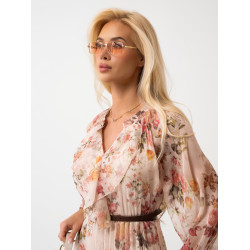 Zwiewna sukienka maxi w kwiaty z plisowanym dołem