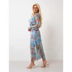 Zwiewna sukienka maxi w kwiaty z plisowanym dołem