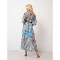 Zwiewna sukienka maxi w kwiaty z plisowanym dołem