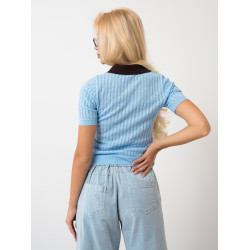 Ażurowa bluzka polo z krótkim rękawem