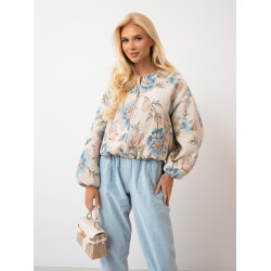 Kurtka bomberka w kwiatowy wzór z zamkiem