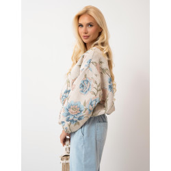 Kurtka bomberka w kwiatowy wzór z zamkiem