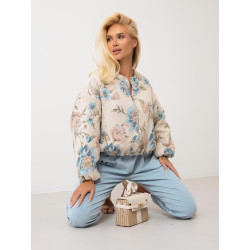 Kurtka bomberka w kwiatowy wzór z zamkiem