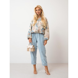 Kurtka bomberka w kwiatowy wzór z zamkiem