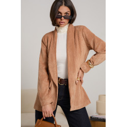 SZTRUKSOWA MARYNARKA Z SZALOWYM KOŁNIERZEM