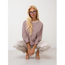 Oversize’owa bluzka w paski z szerokimi rękawami | Hurt odzieży włoskiej