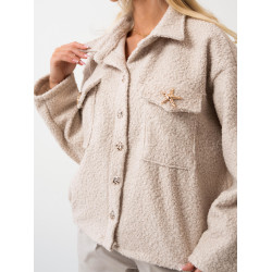 Kurtka teddy z dekoracyjnymi guzikami