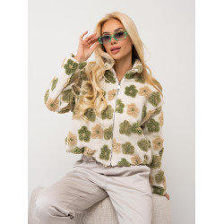 Stylowa kurtka teddy w kwiaty