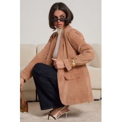 SZTRUKSOWA MARYNARKA Z SZALOWYM KOŁNIERZEM