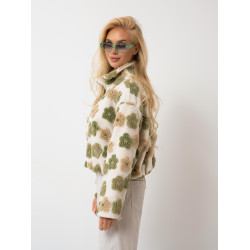 Stylowa kurtka teddy w kwiaty