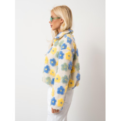 Stylowa kurtka teddy w kwiaty