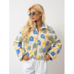 Stylowa kurtka teddy w kwiaty