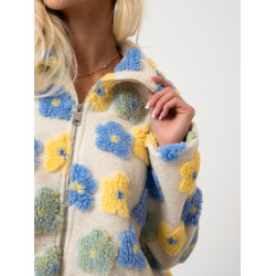 Stylowa kurtka teddy w kwiaty