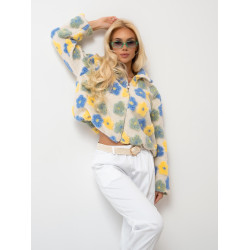 Stylowa kurtka teddy w kwiaty