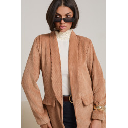 SZTRUKSOWA MARYNARKA Z SZALOWYM KOŁNIERZEM