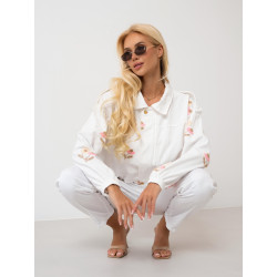 Luźna kurtka bomberka z haftem kwiatowym