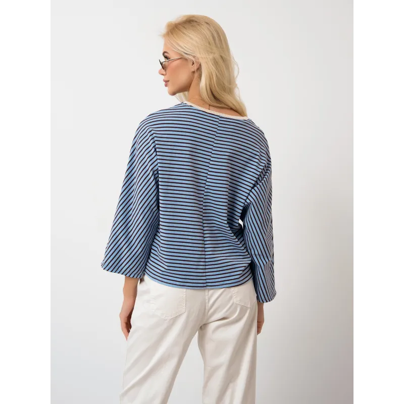 Oversize’owa bluzka w paski z szerokimi rękawami | Hurt odzieży włoskiej