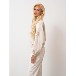 Luźna kurtka bomberka z haftem kwiatowym