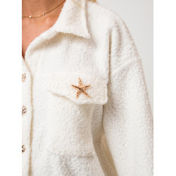 Kurtka teddy z dekoracyjnymi guzikami