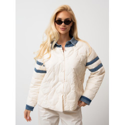 Pikowana kurtka z jeansowymi wstawkami