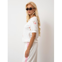 Bluzka z krótkim rękawem i haftowanymi kwiatami