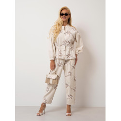 Kurtka koszulowa z haftowanymi kwiatami