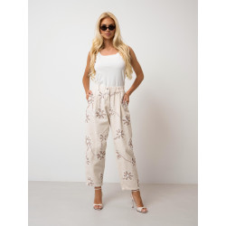 Spodnie z szeroką nogawką i haftowanymi kwiatami