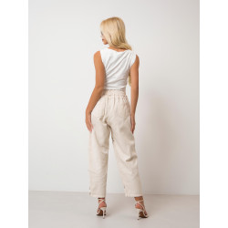 Spodnie z szeroką nogawką i haftowanymi kwiatami