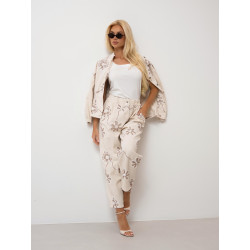 Spodnie z szeroką nogawką i haftowanymi kwiatami